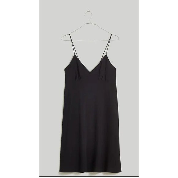 Madewell $88 Layton Mini Slip Dress in Black Size 8 NL091 - Picture 2 of 9